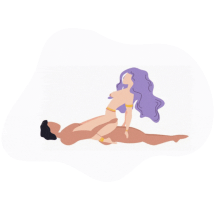 امرأة في وضعية المرأة فوق أثناء العلاقة، تتحكّم بالزاوية والإيقاع لزيادة المتعة الجنسية للمرأة.